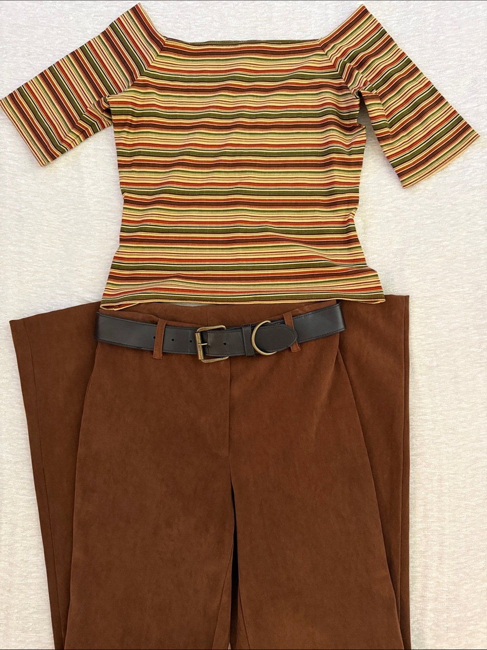 Laundry By Shelli Segal Brown High-Waist Wide Leg Trousers withBelt - Picture 5 of 6